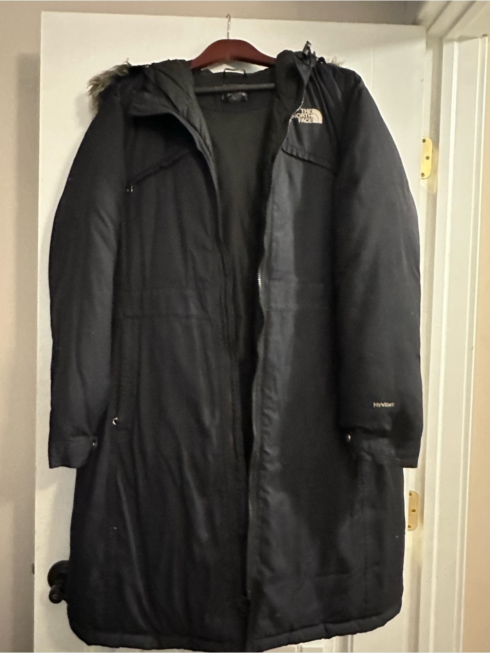 The North Face Womens Black Hooded Long Puffer Coat XL